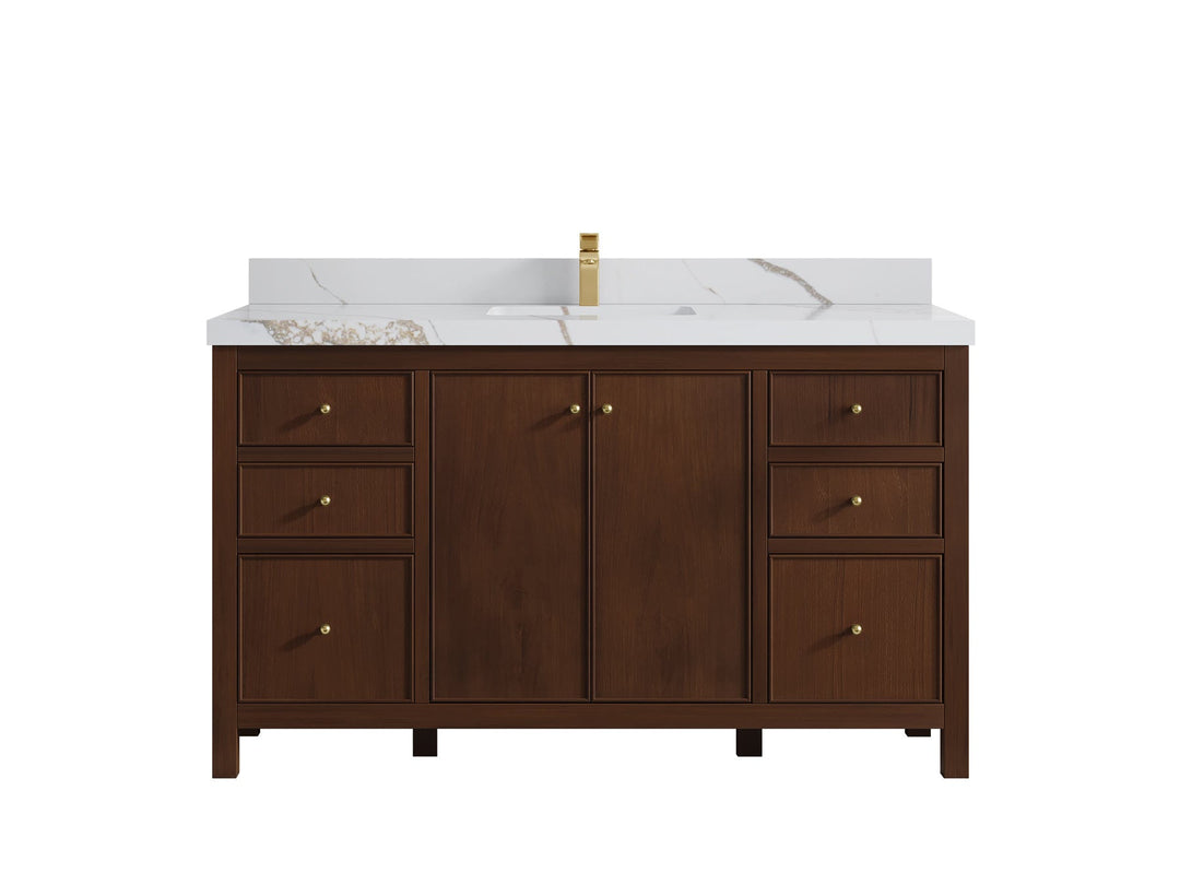 Chicago Teak 60 in. W x 22 in. D Single Sink Bathroom Vanity - Willow Bath and Vanity