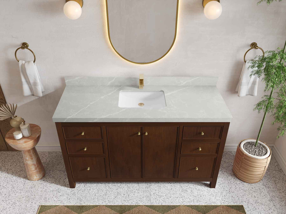 Chicago Teak 60 in. W x 22 in. D Single Sink Bathroom Vanity - Willow Bath and Vanity