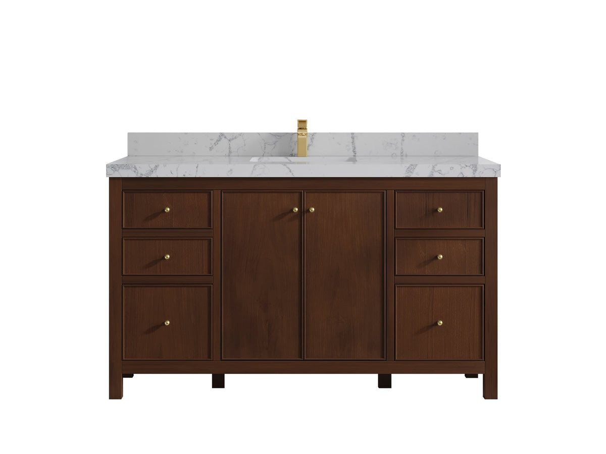 Chicago Teak 60 in. W x 22 in. D Single Sink Bathroom Vanity - Willow Bath and Vanity