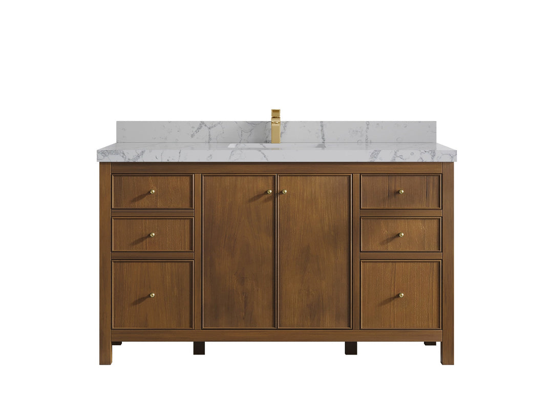 Chicago Teak 60 in. W x 22 in. D Single Sink Bathroom Vanity - Willow Bath and Vanity