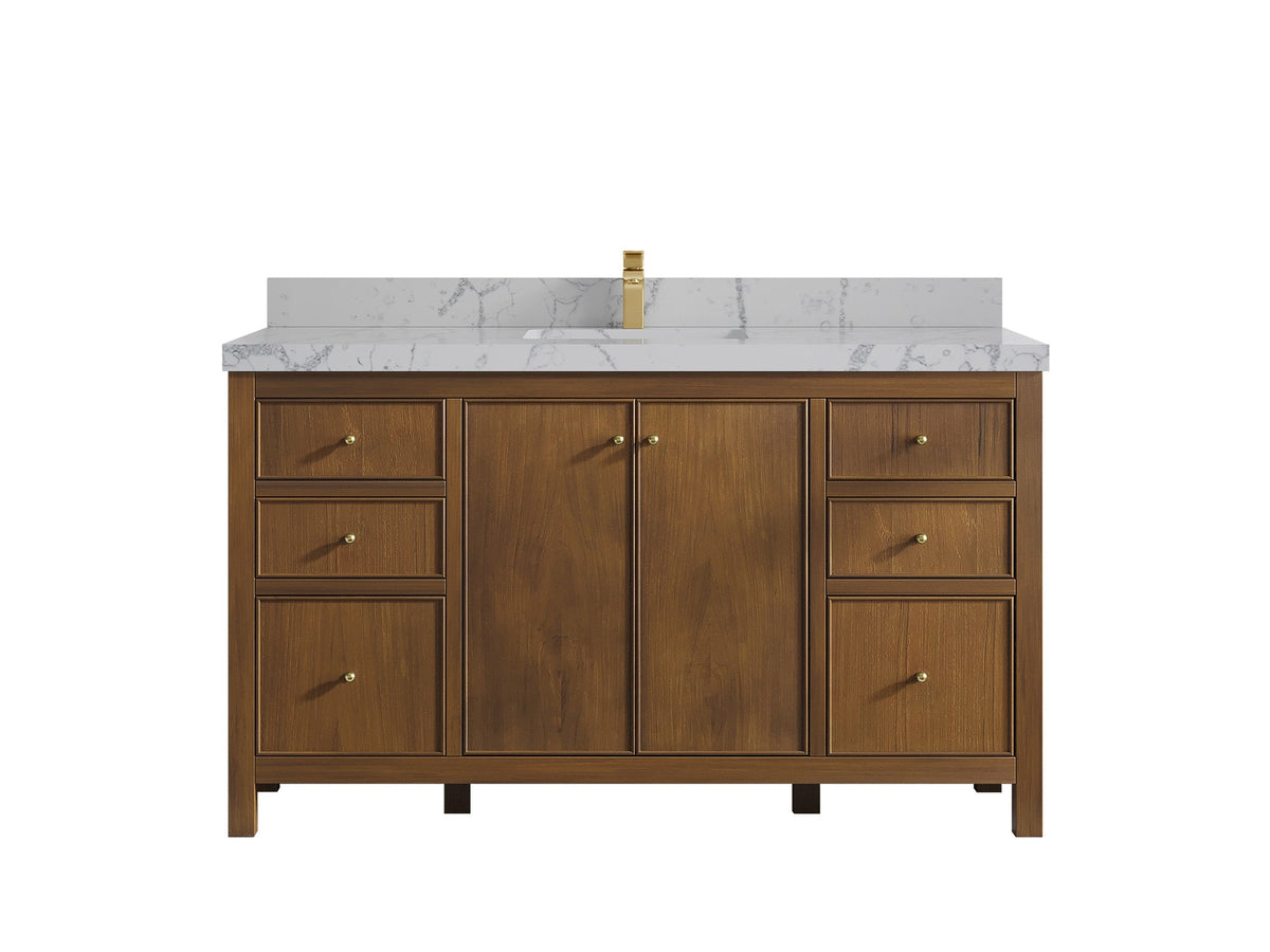 Chicago Teak 60 in. W x 22 in. D Single Sink Bathroom Vanity - Willow Bath and Vanity