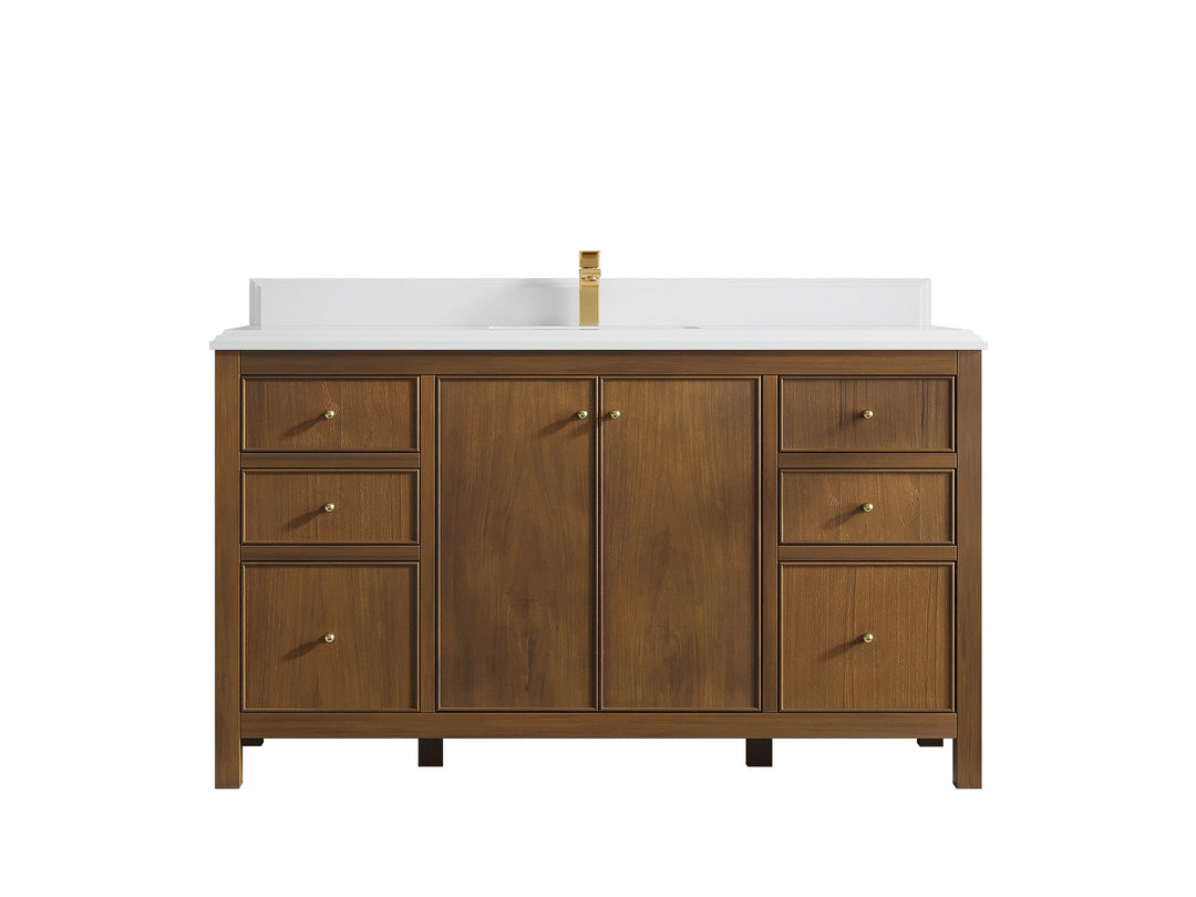 Chicago Teak 60 in. W x 22 in. D Single Sink Bathroom Vanity - Willow Bath and Vanity