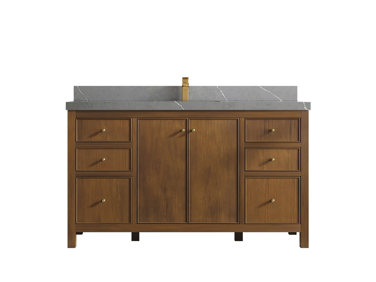Chicago Teak 60 in. W x 22 in. D Single Sink Bathroom Vanity - Willow Bath and Vanity