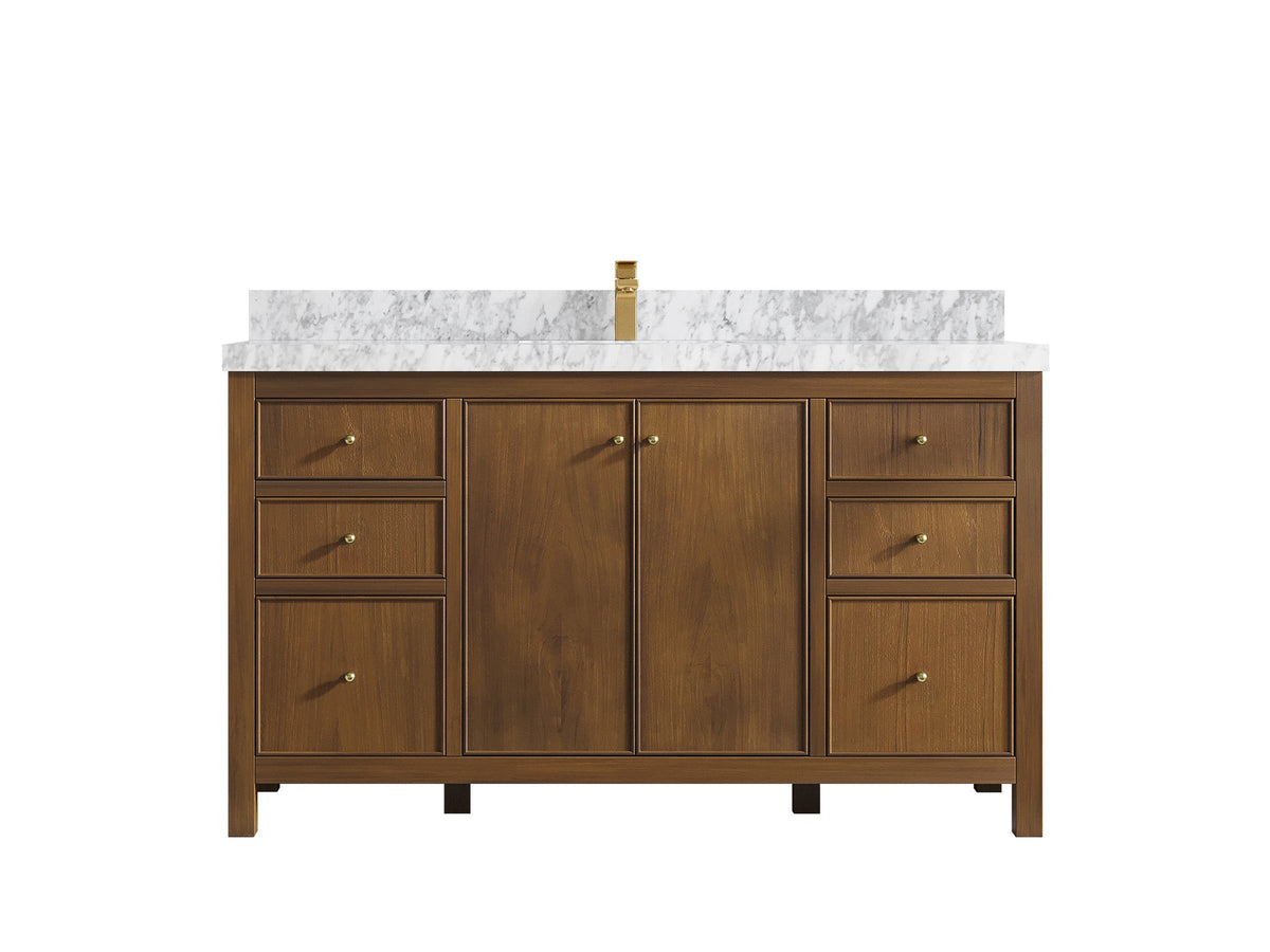 Chicago Teak 60 in. W x 22 in. D Single Sink Bathroom Vanity - Willow Bath and Vanity