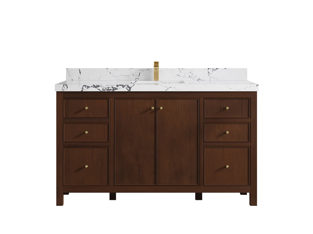 Chicago Teak 60 in. W x 22 in. D Single Sink Bathroom Vanity - Willow Bath and Vanity