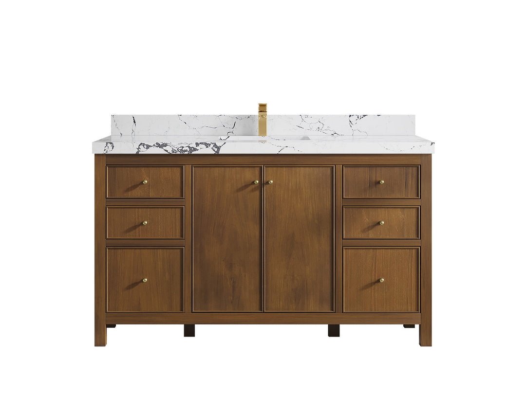 Chicago Teak 60 in. W x 22 in. D Single Sink Bathroom Vanity - Willow Bath and Vanity