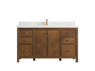 Chicago Teak 60 in. W x 22 in. D Single Sink Bathroom Vanity - Willow Bath and Vanity