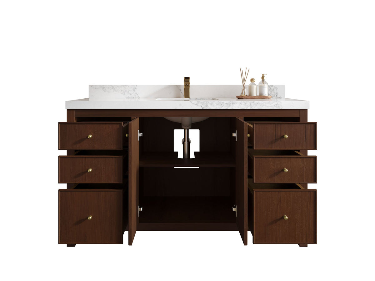 Chicago Teak 60 in. W x 22 in. D Single Sink Bathroom Vanity - Willow Bath and Vanity
