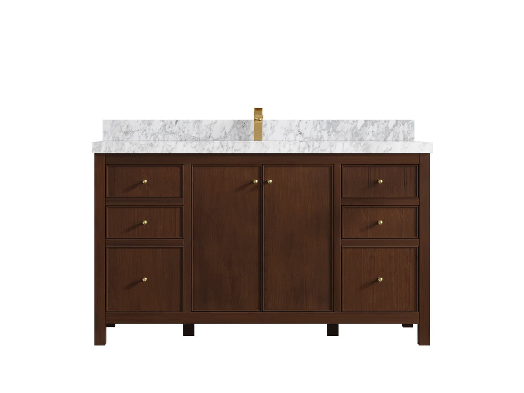 Chicago Teak 60 in. W x 22 in. D Single Sink Bathroom Vanity - Willow Bath and Vanity