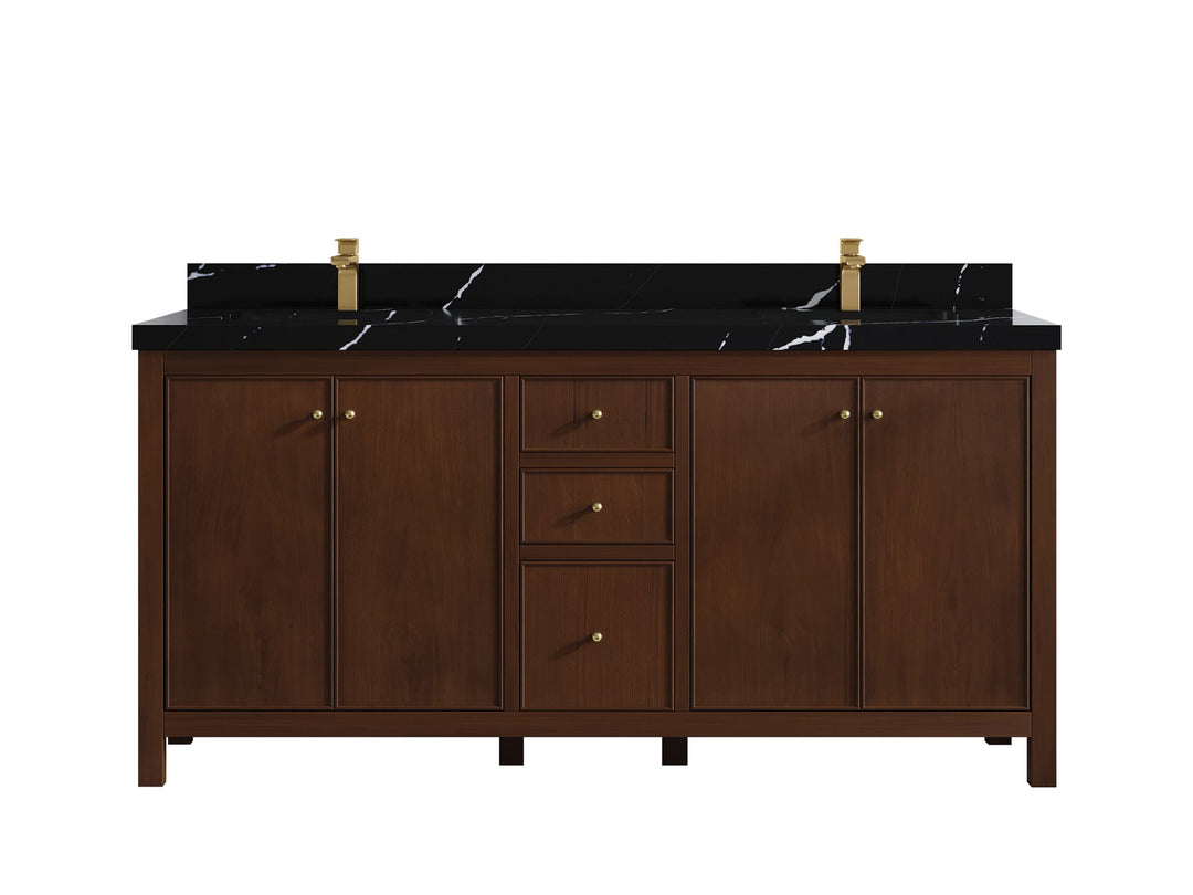 Chicago Teak 72 in. W x 22 in. D Double Sink Bathroom Vanity - Willow Bath and Vanity