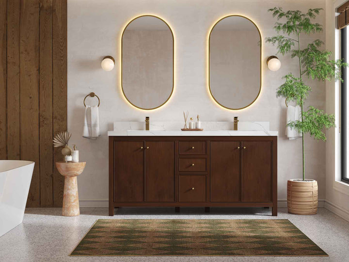 Chicago Teak 72 in. W x 22 in. D Double Sink Bathroom Vanity - photo 3