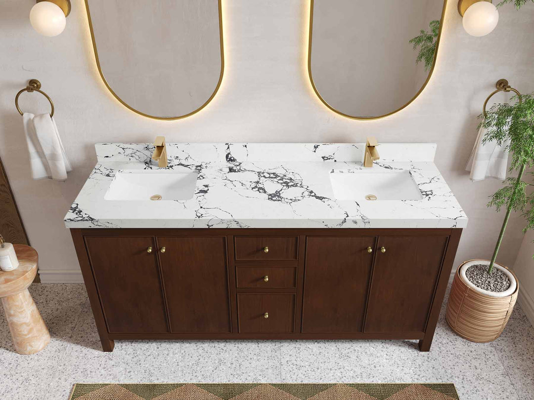Chicago Teak 72 in. W x 22 in. D Double Sink Bathroom Vanity - Willow Bath and Vanity