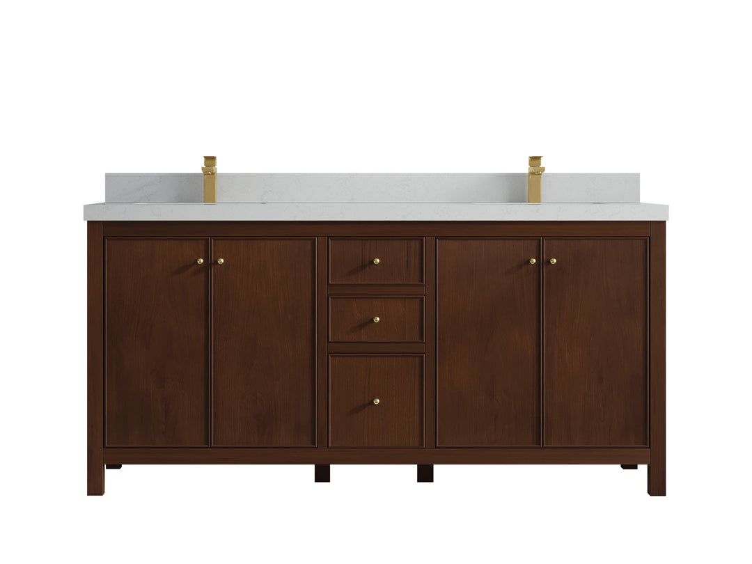 Chicago Teak 72 in. W x 22 in. D Double Sink Bathroom Vanity - Willow Bath and Vanity