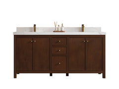 Chicago Teak 72 in. W x 22 in. D Double Sink Bathroom Vanity - photo 1