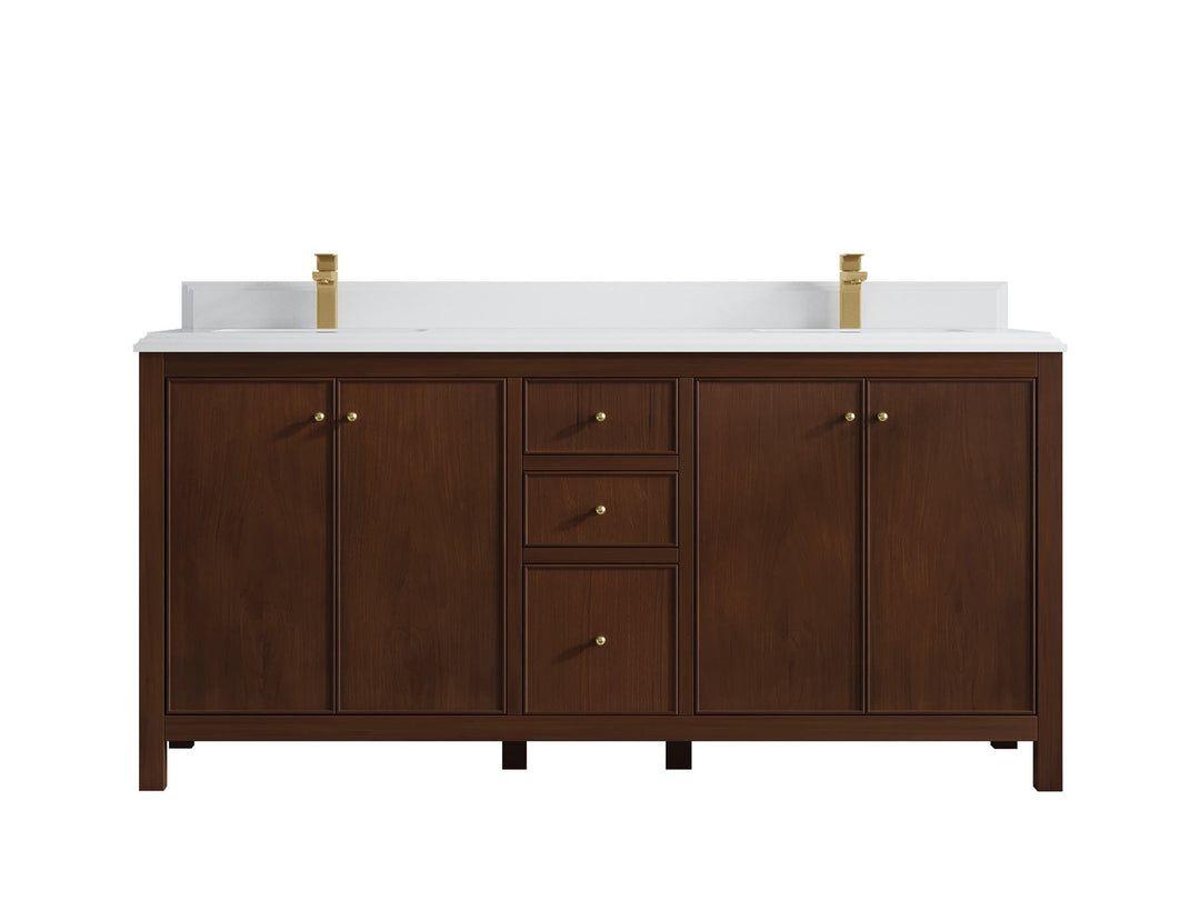 Chicago Teak 72 in. W x 22 in. D Double Sink Bathroom Vanity - Willow Bath and Vanity