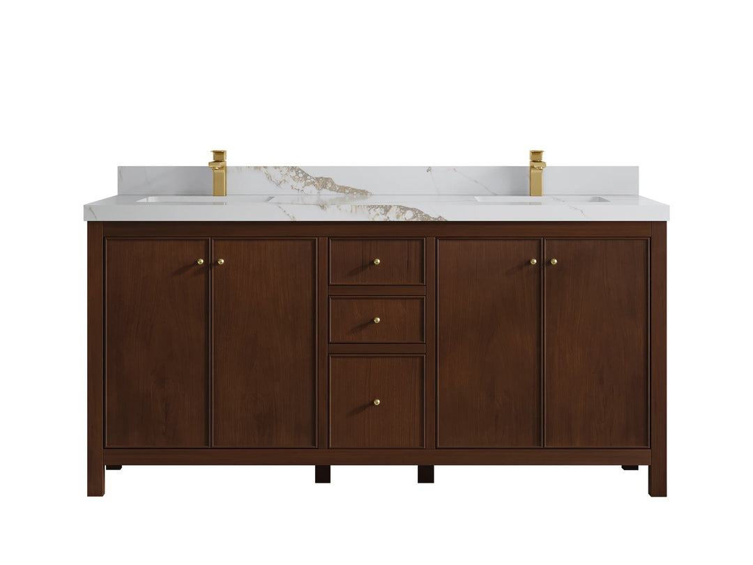 Chicago Teak 72 in. W x 22 in. D Double Sink Bathroom Vanity - Willow Bath and Vanity