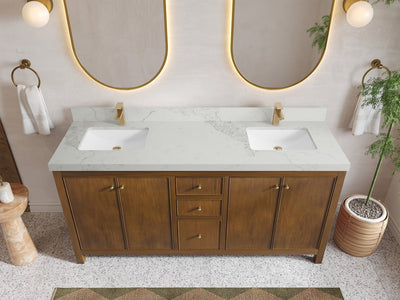 Chicago Teak 72 in. W x 22 in. D Double Sink Bathroom Vanity - Willow Bath and Vanity