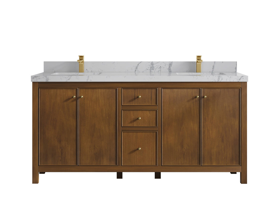 Chicago Teak 72 in. W x 22 in. D Double Sink Bathroom Vanity - Willow Bath and Vanity
