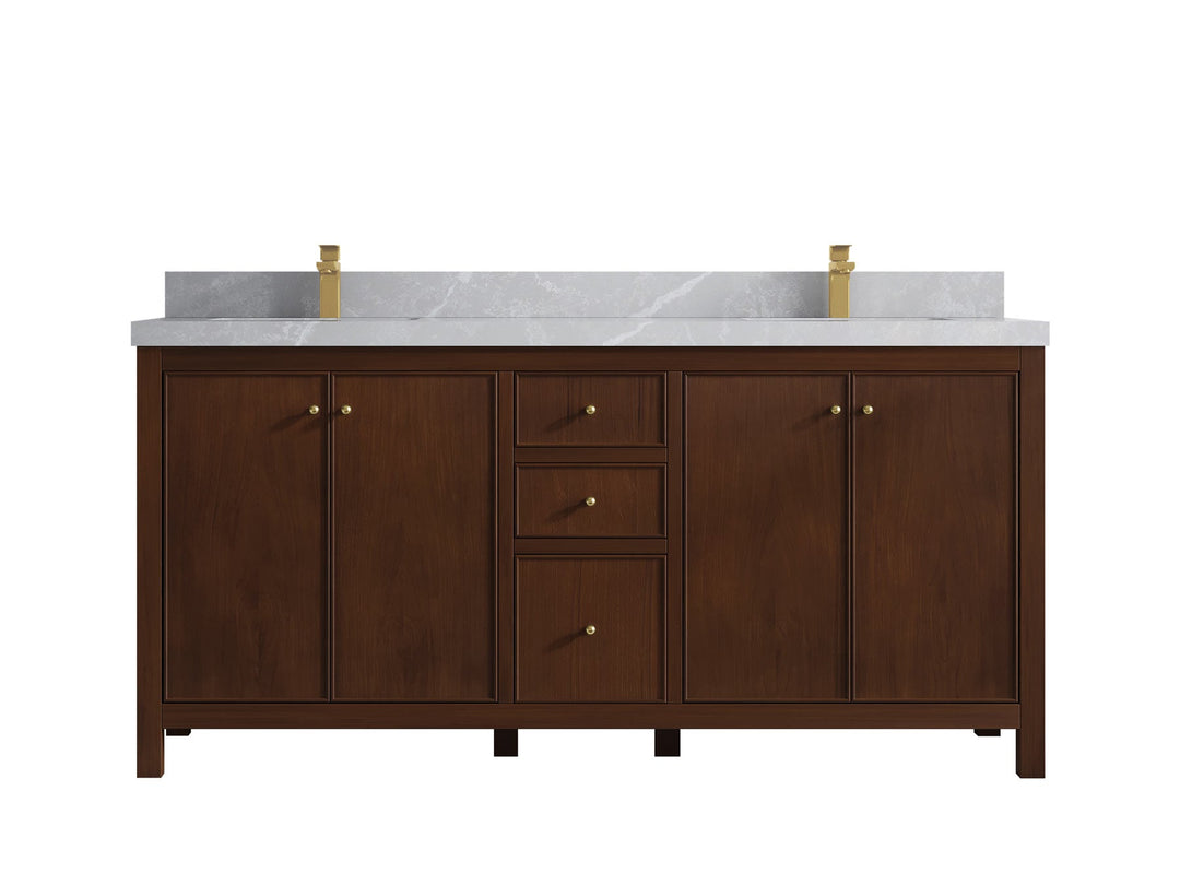 Chicago Teak 72 in. W x 22 in. D Double Sink Bathroom Vanity - Willow Bath and Vanity