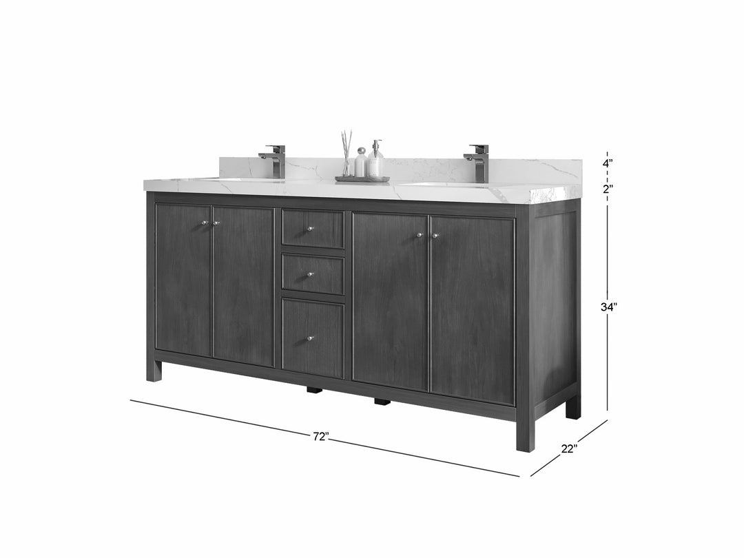Chicago Teak 72 in. W x 22 in. D Double Sink Bathroom Vanity - Willow Bath and Vanity