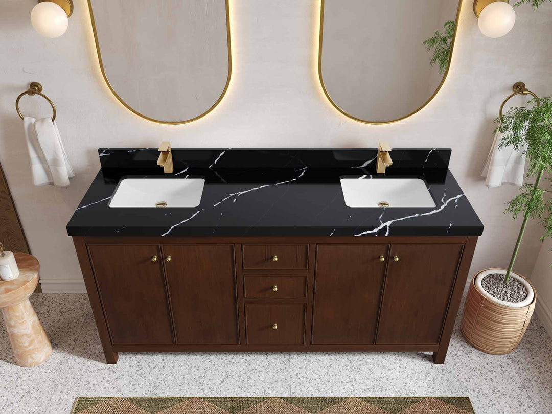Chicago Teak 72 in. W x 22 in. D Double Sink Bathroom Vanity - Willow Bath and Vanity