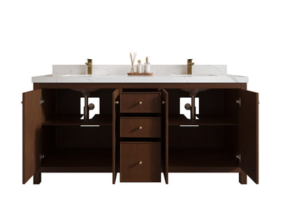 Chicago Teak 72 in. W x 22 in. D Double Sink Bathroom Vanity - Willow Bath and Vanity