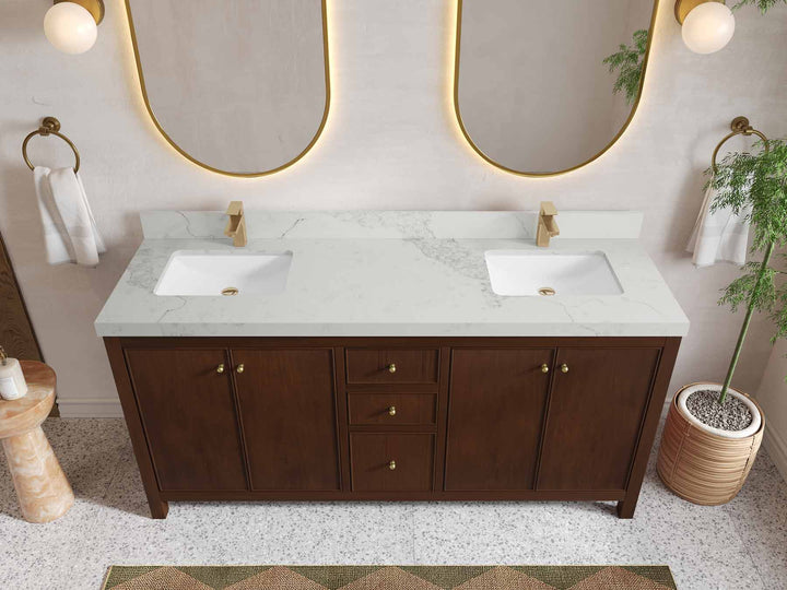 Chicago Teak 72 in. W x 22 in. D Double Sink Bathroom Vanity - photo 16