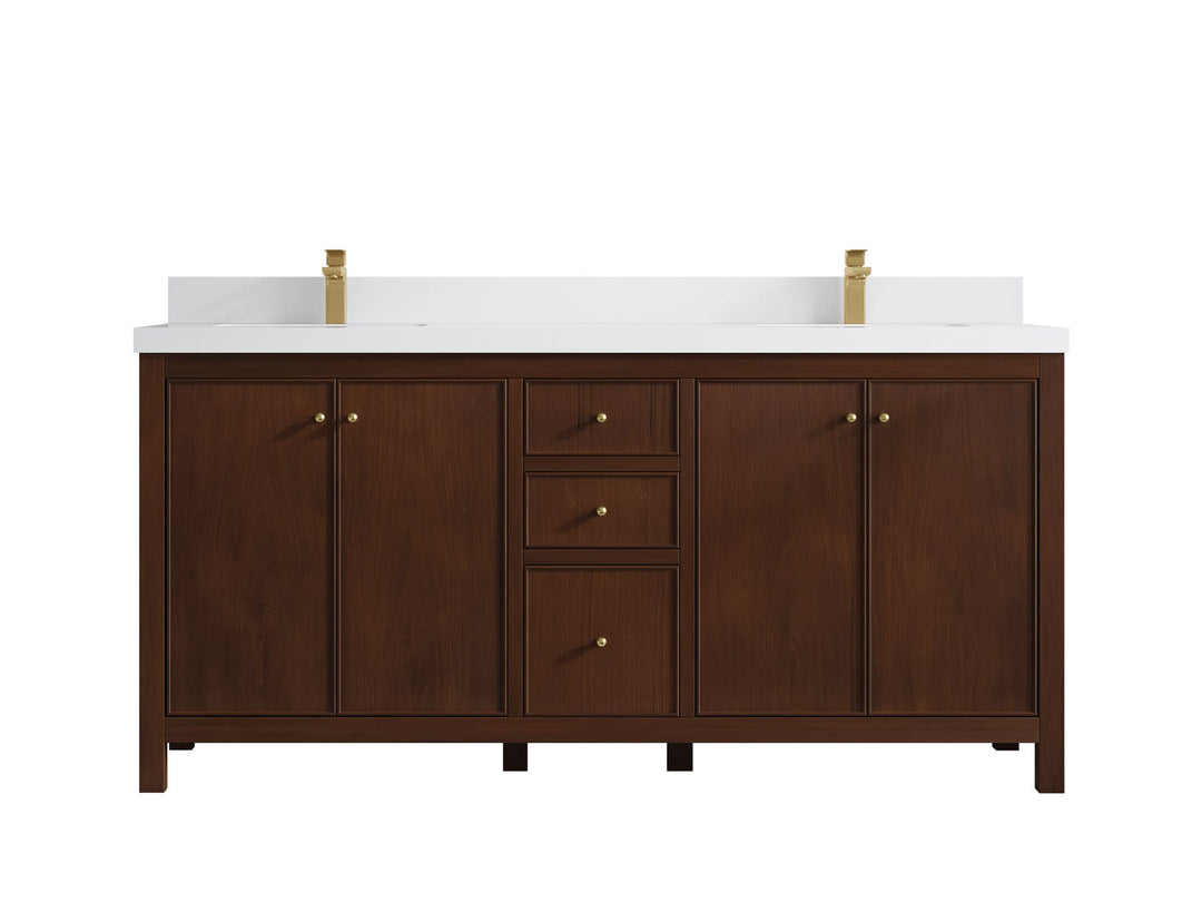 Chicago Teak 72 in. W x 22 in. D Double Sink Bathroom Vanity - Willow Bath and Vanity