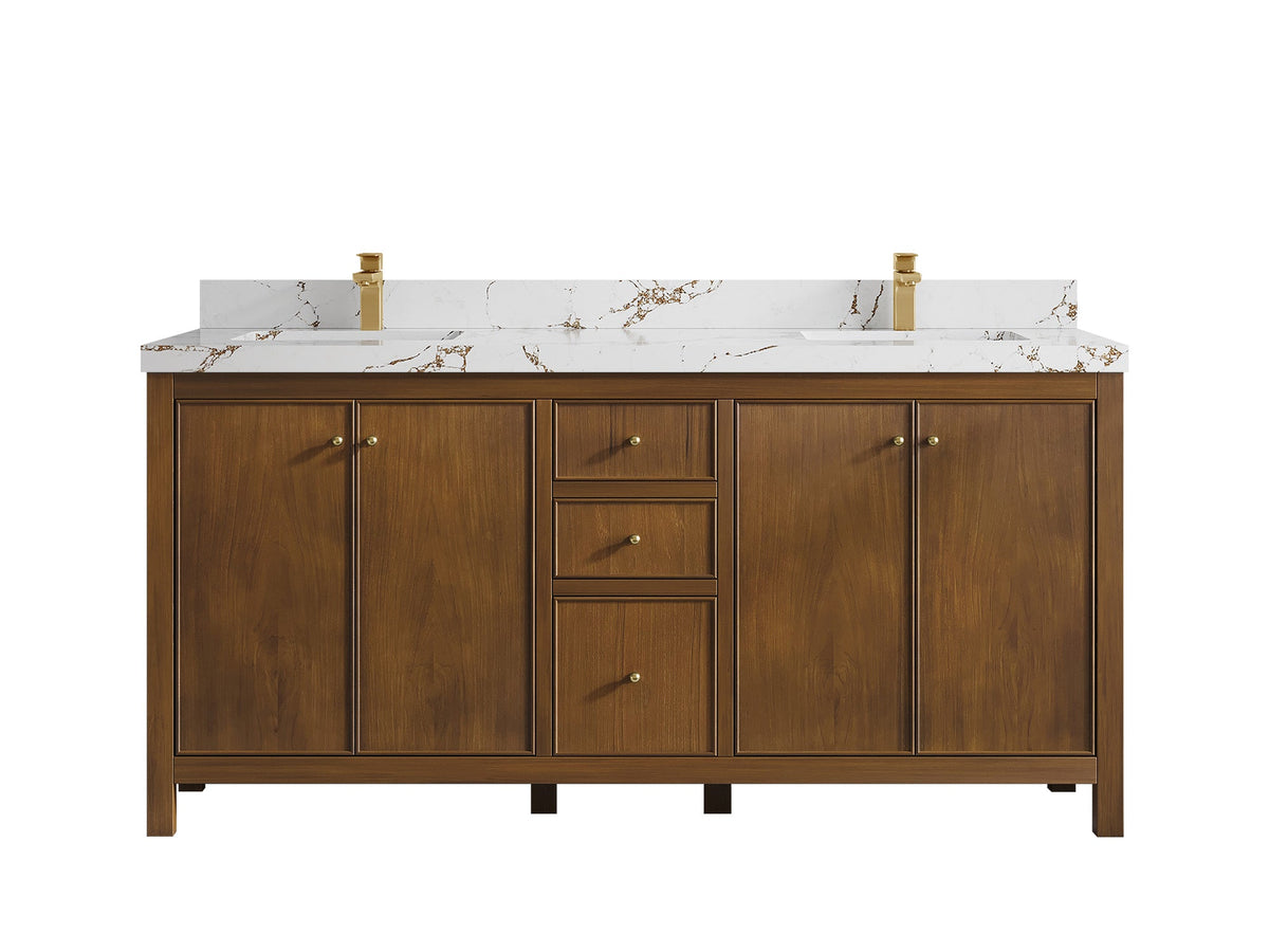 Chicago Teak 72 in. W x 22 in. D Double Sink Bathroom Vanity - Willow Bath and Vanity