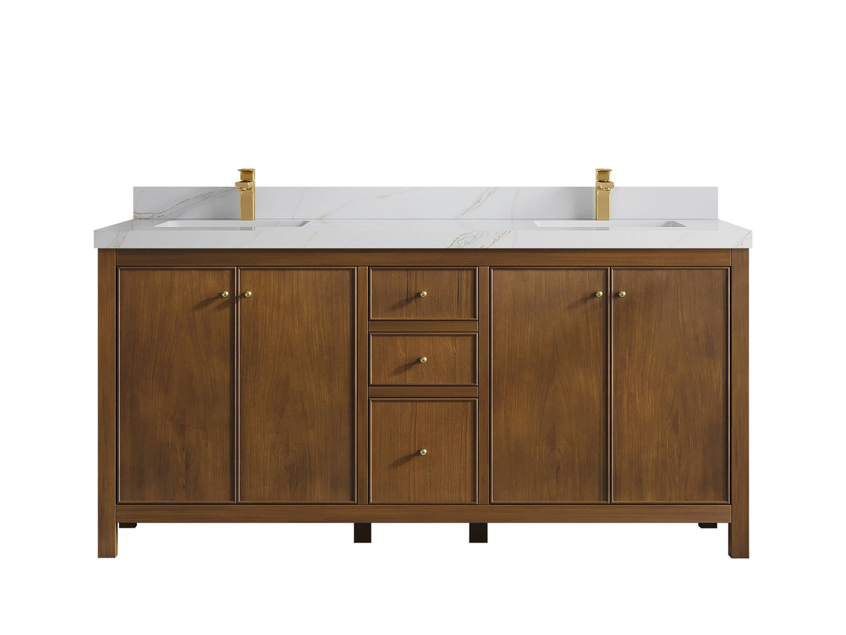 Chicago Teak 72 in. W x 22 in. D Double Sink Bathroom Vanity - Willow Bath and Vanity