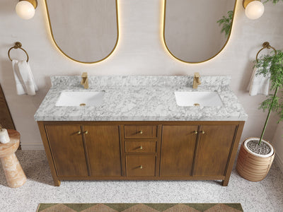 Chicago Teak 72 in. W x 22 in. D Double Sink Bathroom Vanity - Willow Bath and Vanity