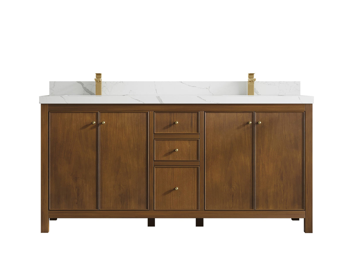 Chicago Teak 72 in. W x 22 in. D Double Sink Bathroom Vanity - Willow Bath and Vanity