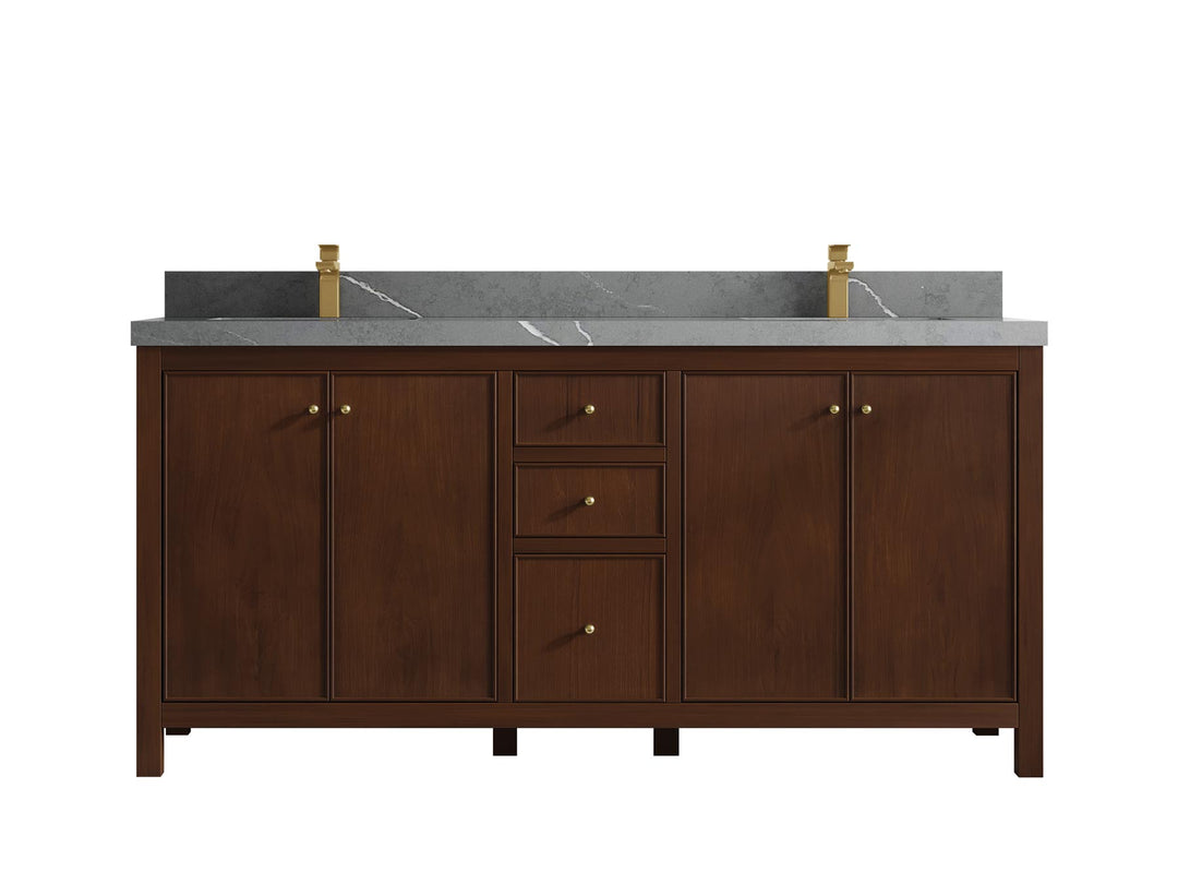 Chicago Teak 72 in. W x 22 in. D Double Sink Bathroom Vanity - Willow Bath and Vanity
