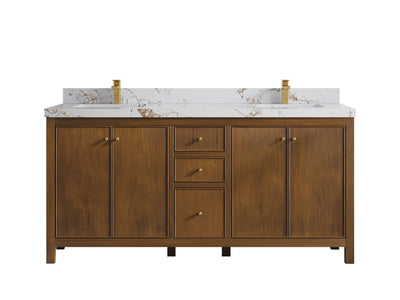 Chicago Teak 72 in. W x 22 in. D Double Sink Bathroom Vanity - Willow Bath and Vanity