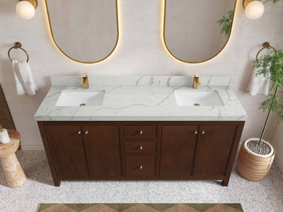 Chicago Teak 72 in. W x 22 in. D Double Sink Bathroom Vanity - Willow Bath and Vanity