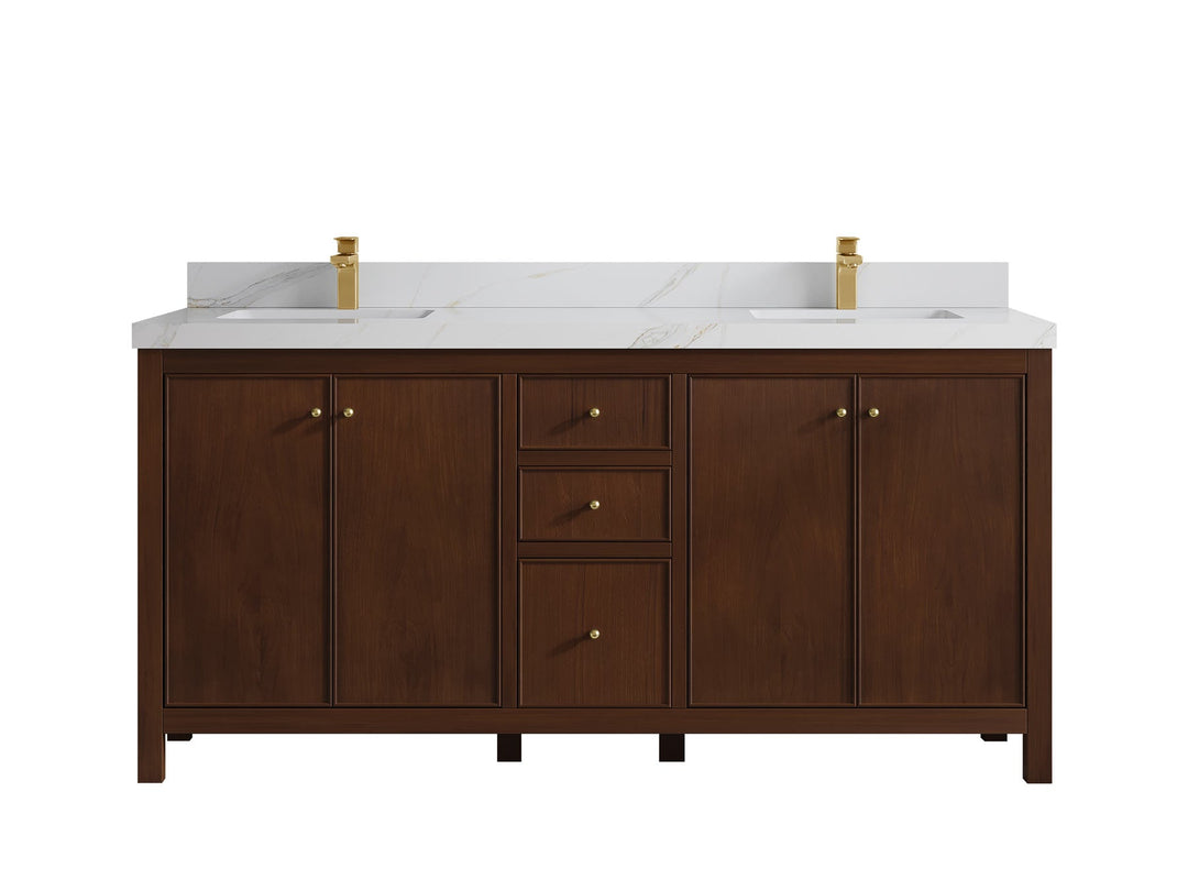 Chicago Teak 72 in. W x 22 in. D Double Sink Bathroom Vanity - Willow Bath and Vanity