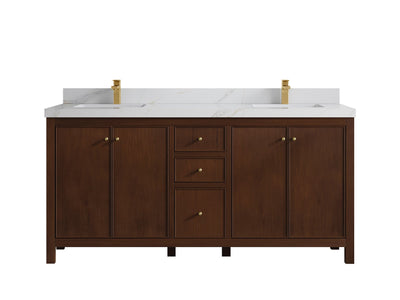 Chicago Teak 72 in. W x 22 in. D Double Sink Bathroom Vanity - Willow Bath and Vanity