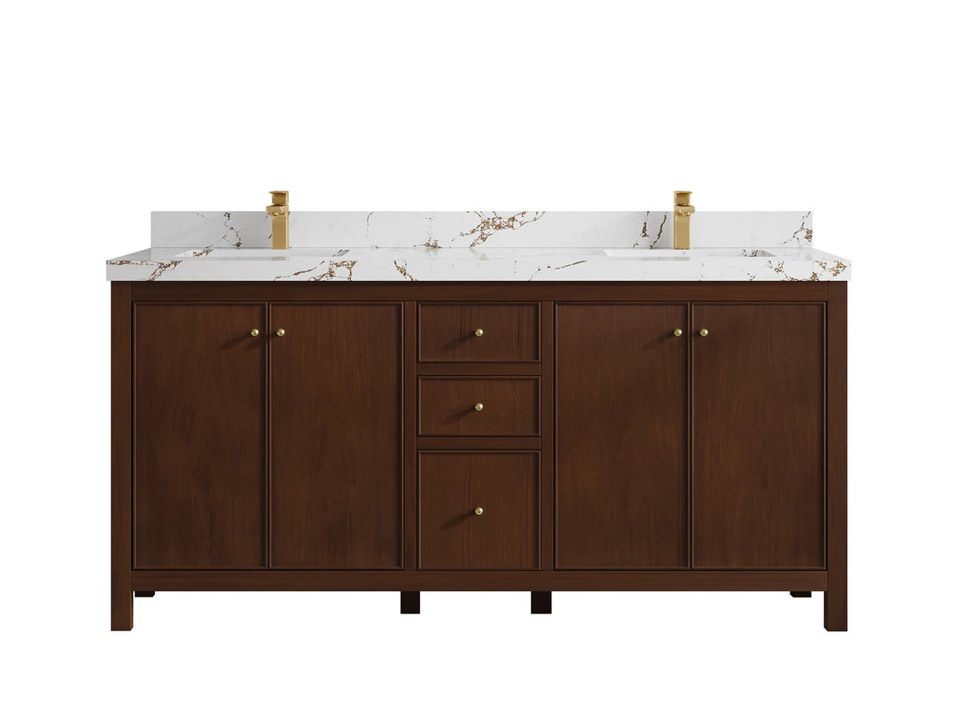 Chicago Teak 72 in. W x 22 in. D Double Sink Bathroom Vanity - Willow Bath and Vanity