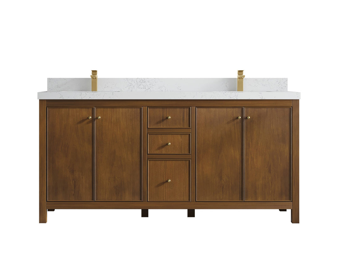 Chicago Teak 72 in. W x 22 in. D Double Sink Bathroom Vanity - Willow Bath and Vanity