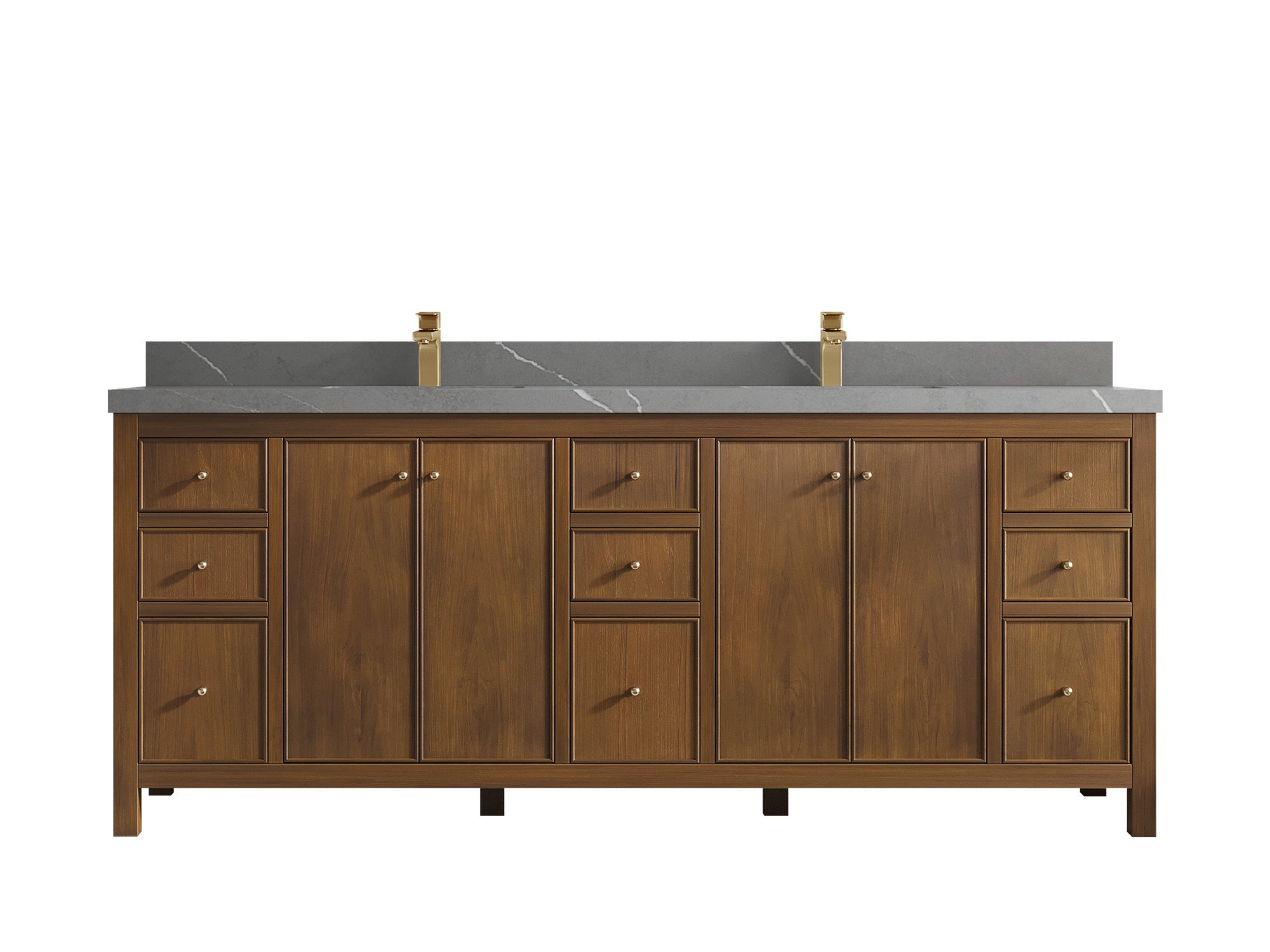 Chicago Teak 84 in. W x 22 in. D Double Sink Bathroom Vanity - Willow Bath and Vanity