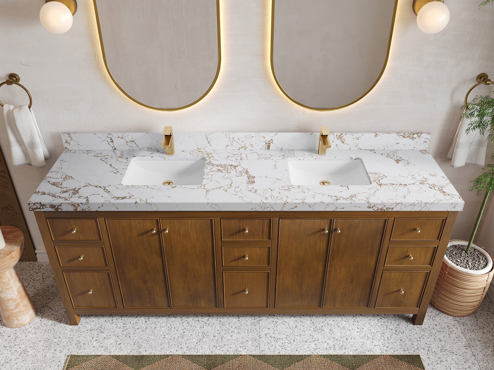 Chicago Teak 84 in. W x 22 in. D Double Sink Bathroom Vanity - Willow Bath and Vanity