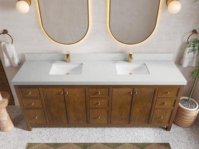 Chicago Teak 84 in. W x 22 in. D Double Sink Bathroom Vanity - Willow Bath and Vanity