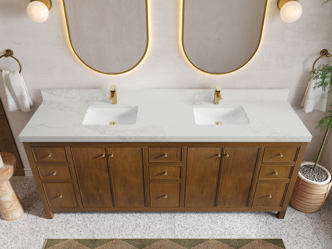 Chicago Teak 84 in. W x 22 in. D Double Sink Bathroom Vanity - Willow Bath and Vanity
