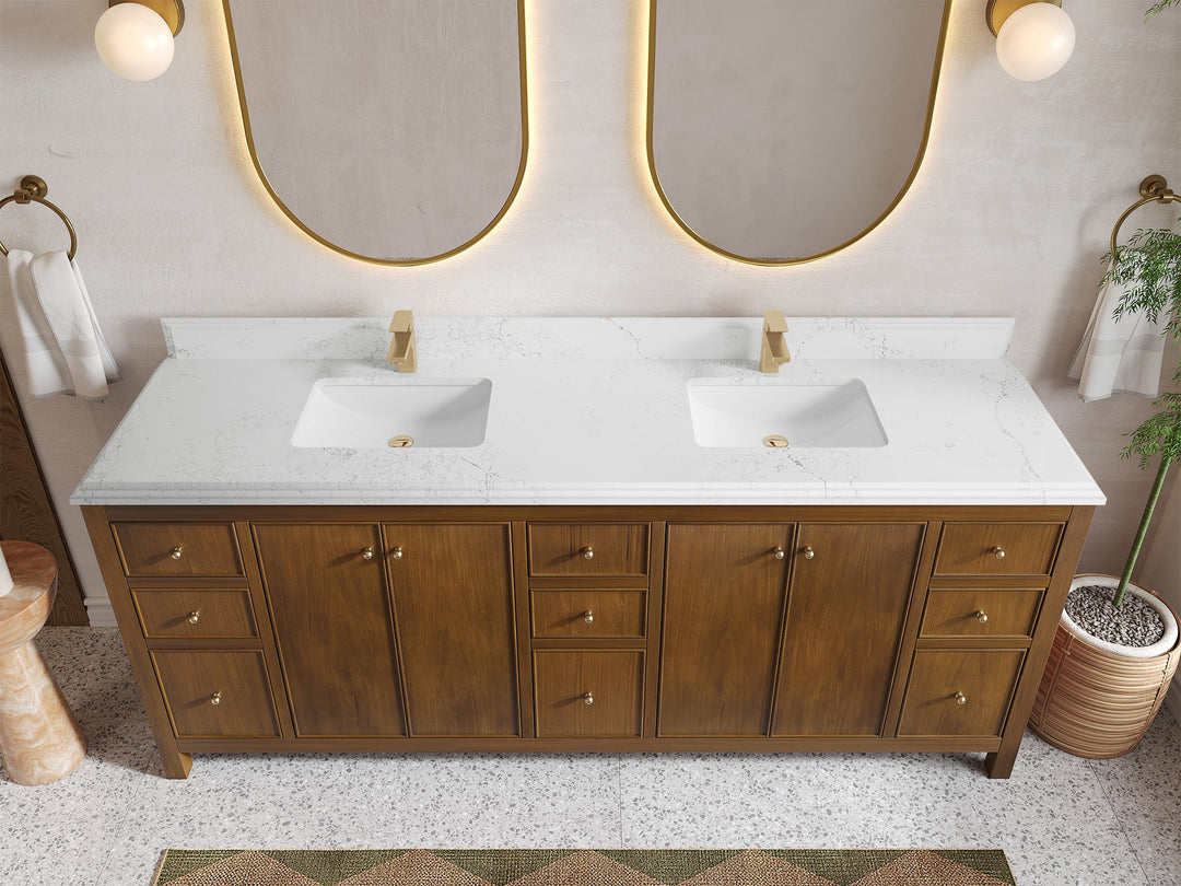 Chicago Teak 84 in. W x 22 in. D Double Sink Bathroom Vanity - Willow Bath and Vanity