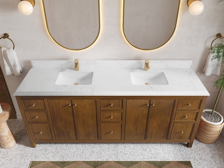 Chicago Teak 84 in. W x 22 in. D Double Sink Bathroom Vanity - photo 24