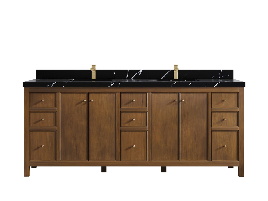 Chicago Teak 84 in. W x 22 in. D Double Sink Bathroom Vanity - Willow Bath and Vanity
