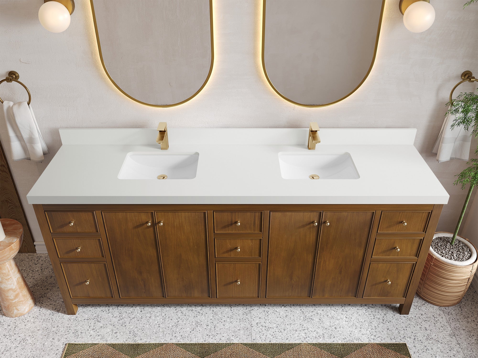 Chicago Teak 84 in. W x 22 in. D Double Sink Bathroom Vanity - Willow Bath and Vanity