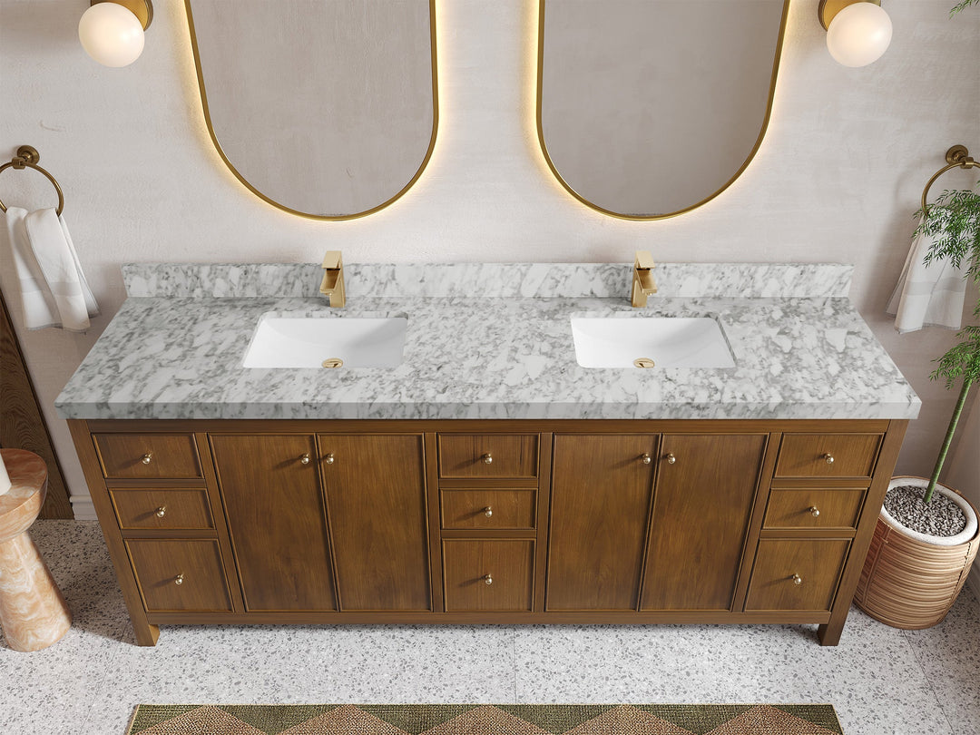 Chicago Teak 84 in. W x 22 in. D Double Sink Bathroom Vanity - Willow Bath and Vanity