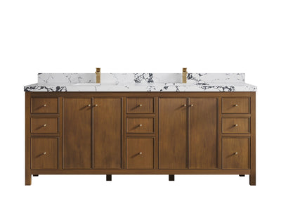 Chicago Teak 84 in. W x 22 in. D Double Sink Bathroom Vanity - Willow Bath and Vanity