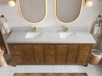 Chicago Teak 84 in. W x 22 in. D Double Sink Bathroom Vanity - Willow Bath and Vanity